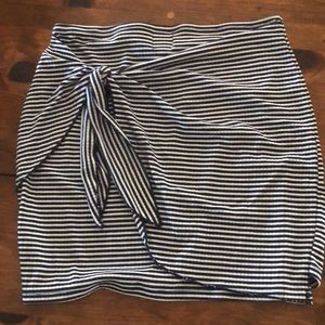 Blue and white stripe cotton skirt